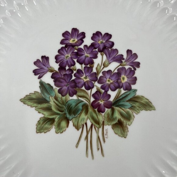 Spode Mansard Luncheon Bone China Floral Scalloped‎ Edge Plates Signed by Artist - Picture 13 of 16